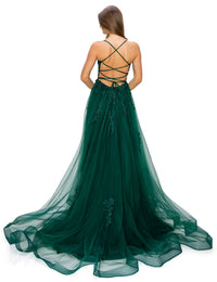 Floral-Embroidered Long Tulle Prom Dress 8031J