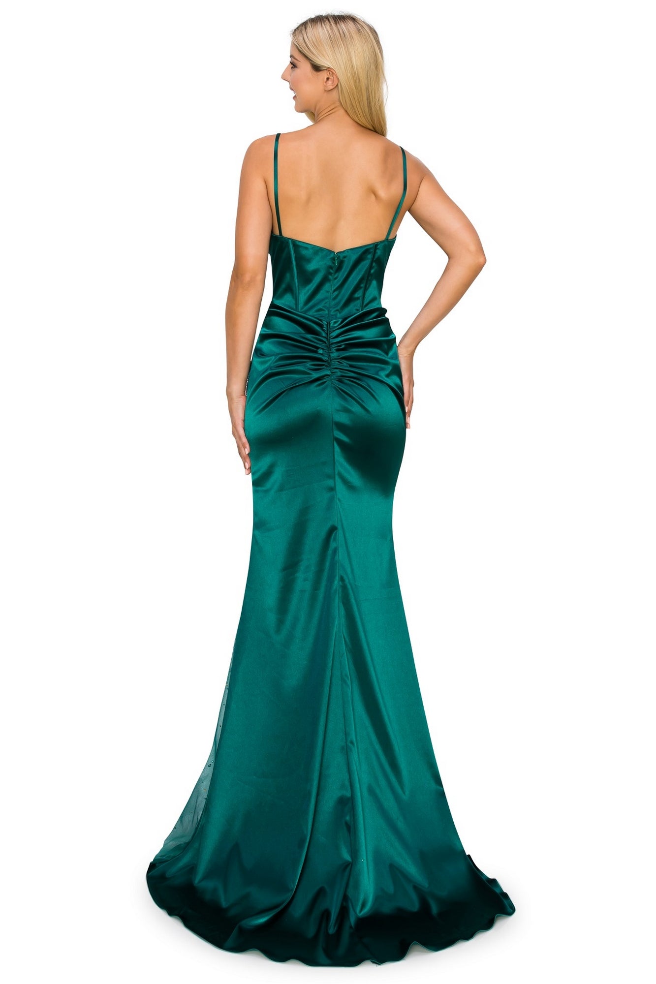 Long Corset Prom Dress With Sheer Side Slit Promgirl