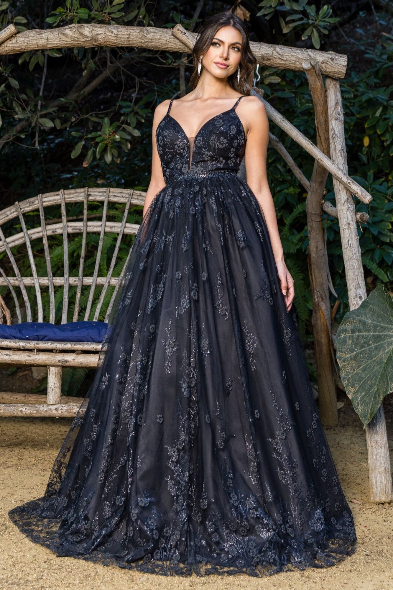 Lace Sheer-Corset Long Prom Ball Gown - PromGirl