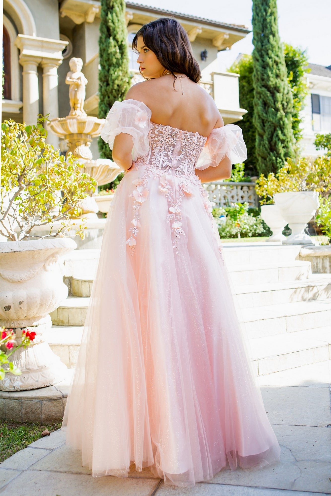 Puff-Sleeve Long Sweetheart Prom Ball Gown 8042J