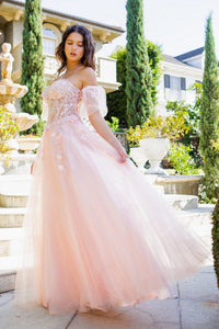 Puff-Sleeve Long Sweetheart Prom Ball Gown 8042J