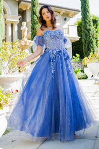 Puff-Sleeve Long Sweetheart Prom Ball Gown 8042J