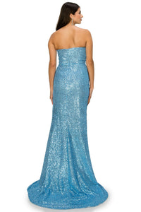 Allover-Sequin Long Strapless Prom Dress 8052J