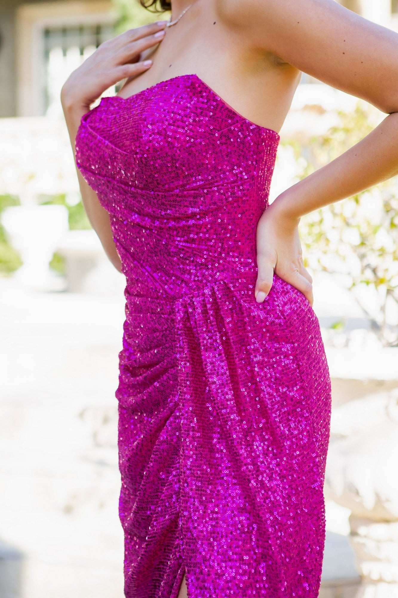 Allover-Sequin Long Strapless Prom Dress 8052J