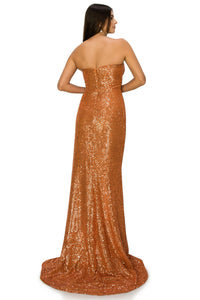 Allover-Sequin Long Strapless Prom Dress 8052J