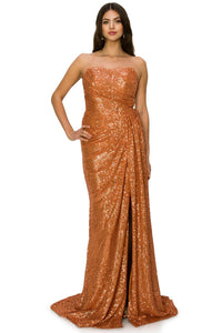 Allover-Sequin Long Strapless Prom Dress 8052J