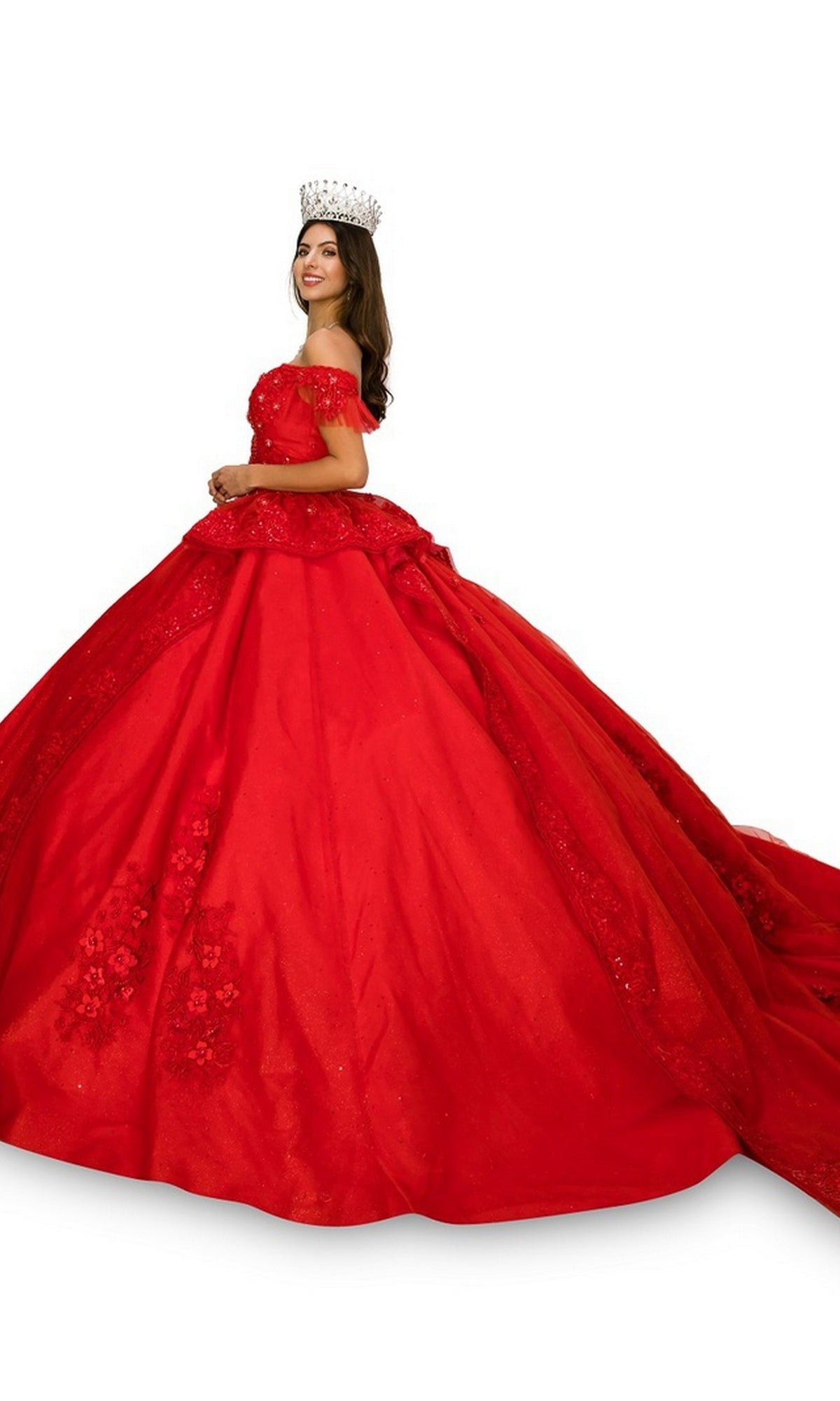 quinceanera red cinderella dress