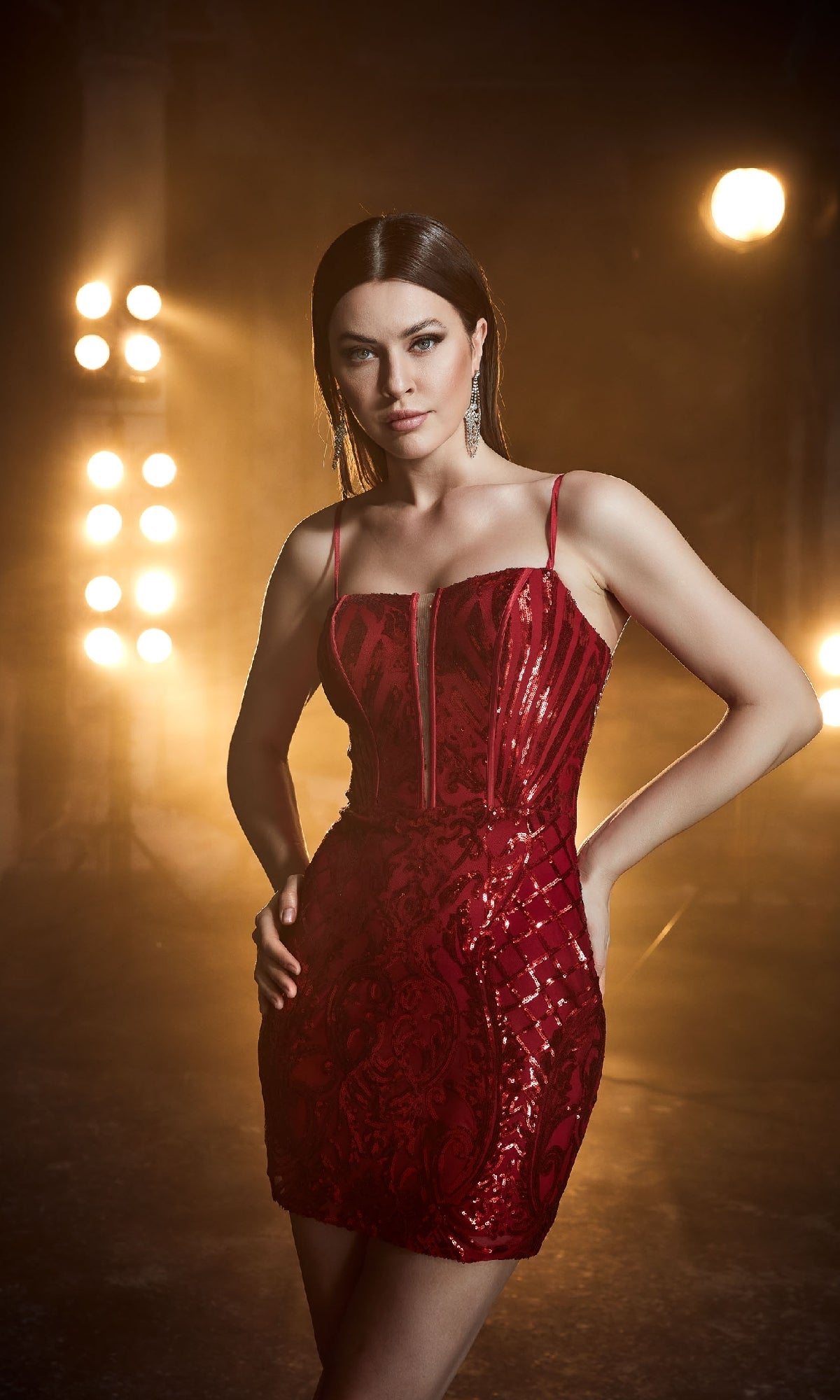 Red Sequin Homecominng Dress: Aerie Couture 808