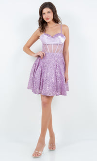 Cowl-Neck Short Sequin Homecoming Dress 8126J