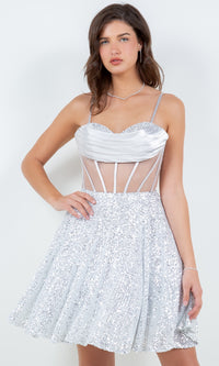 Cowl-Neck Short Sequin Homecoming Dress 8126J