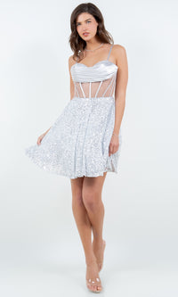 Cowl-Neck Short Sequin Homecoming Dress 8126J