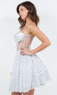 Cowl-Neck Short Sequin Homecoming Dress 8126J