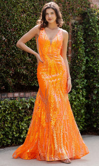 Orange Sequin Prom Dress: Cinderella Couture 8182J