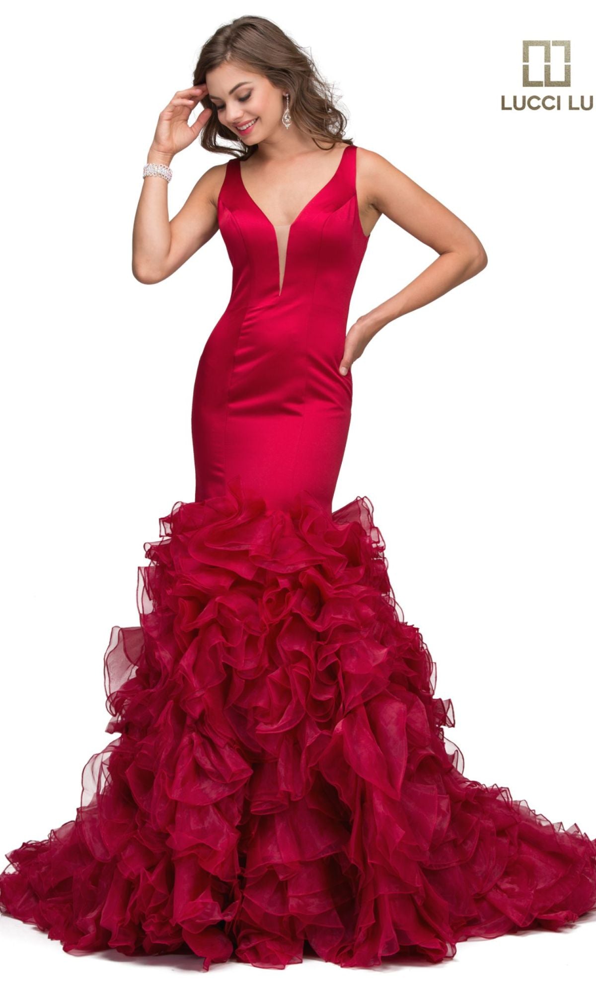 Ruffled Organza Mermaid Prom Dress: Lucci Lu 8206