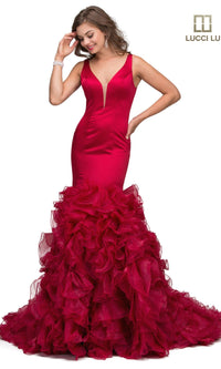 Ruffled Organza Mermaid Prom Dress: Lucci Lu 8206