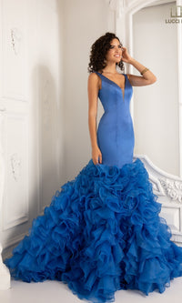 Ruffled Organza Mermaid Prom Dress: Lucci Lu 8206