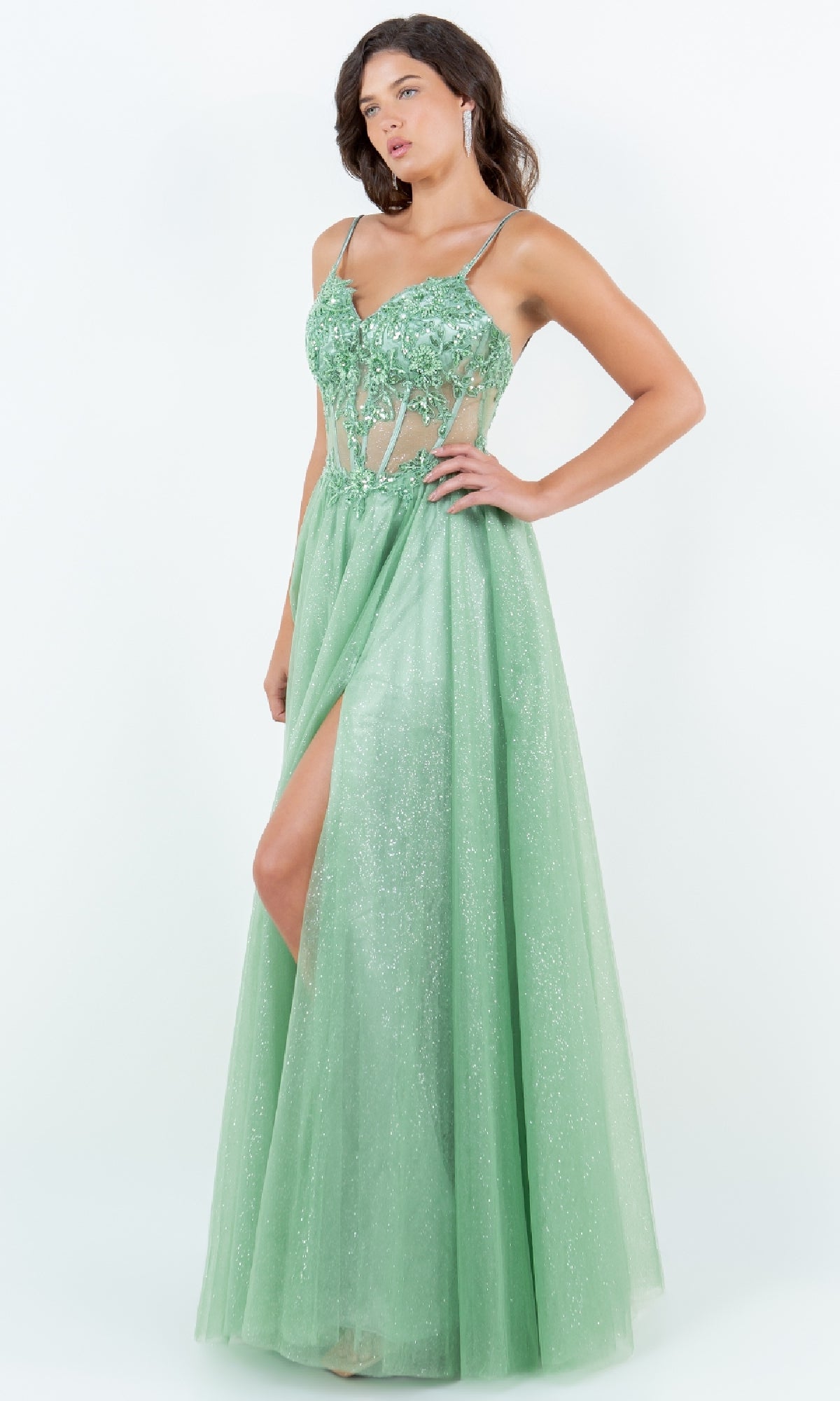 Long Glitter Prom Dress: Cinderella Couture 8238J