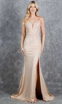 Long Glitter Prom Dress: Cinderella Couture 8255J