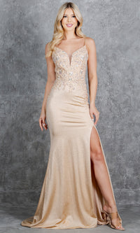 Long Glitter Prom Dress: Cinderella Couture 8255J