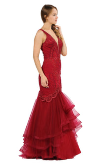 Embroidered V-Neck Mermaid Formal Prom Dress 8320