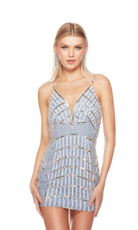 Alyce Two-Tone Beaded Mini Homecoming Dress 84007