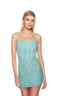 Alyce Lace-Up Short Beaded Homecoming Dress 84008