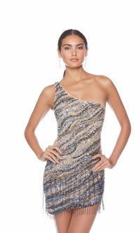 Alyce One-Shoulder Short Beaded Hoco Dress 84011