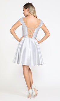 Cap-Sleeve Short Homecoming Dress with Pockets 8416