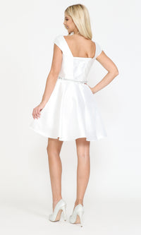 Cap-Sleeve Short Homecoming Dress with Pockets 8416