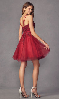 Glitter-Tulle Short Babydoll Homecoming Dress 857