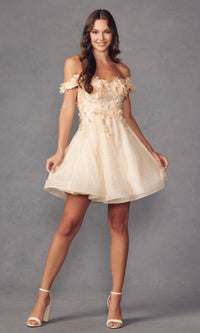 Floral Off-the-Shoulder Short Homecoming Dress 861