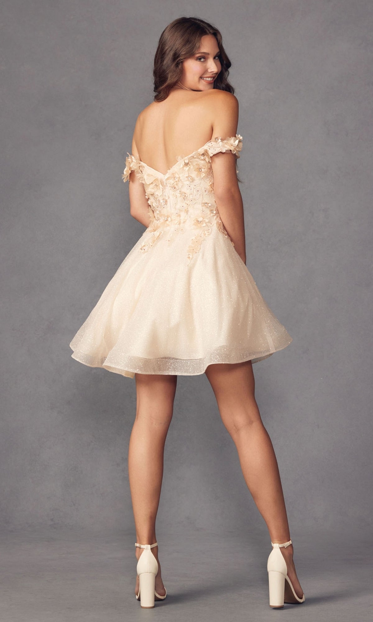 Floral Off-the-Shoulder Short Homecoming Dress 861