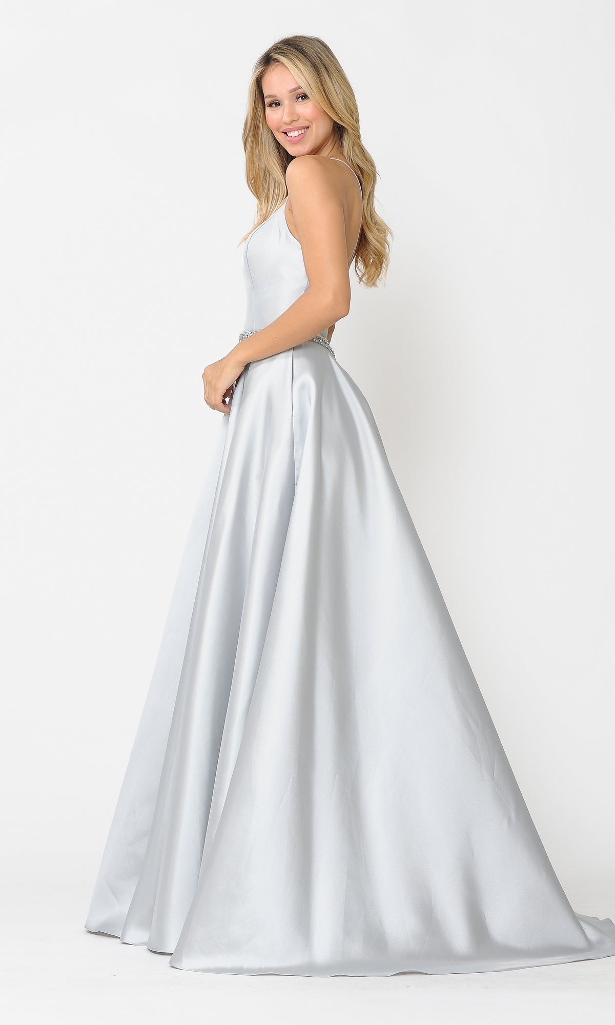 V-Neck Long A-Line Prom Dress with Pockets