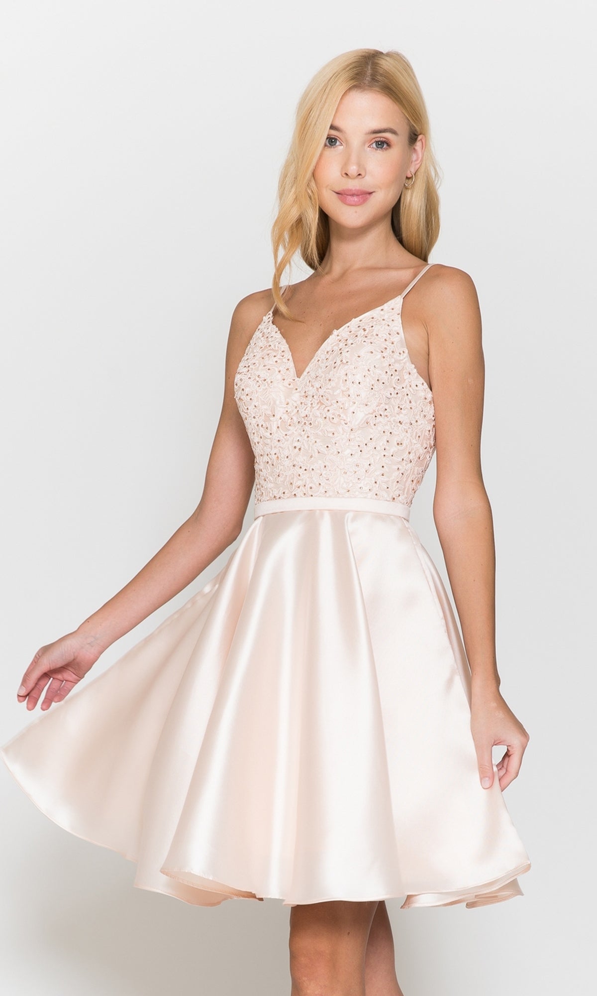 Short A-Line Homecoming Dress with Pockets 8694