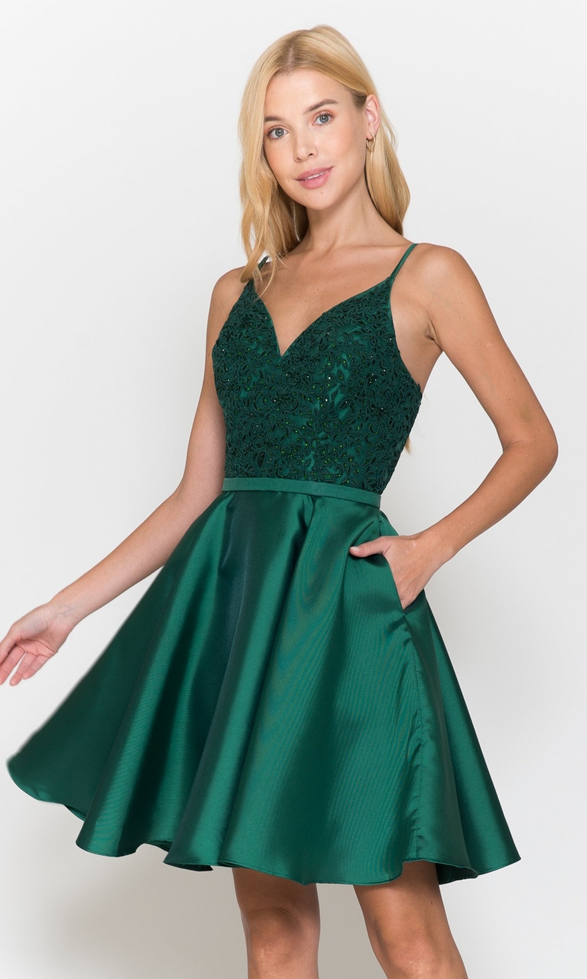 A-Line Short Homecoming Dress with Pockets - PromGirl