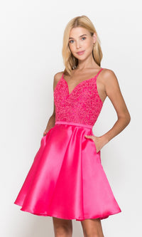 Short A-Line Homecoming Dress with Pockets 8694