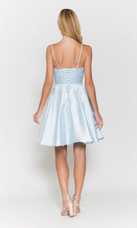 Short A-Line Homecoming Dress with Pockets 8694