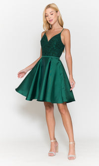 Short A-Line Homecoming Dress with Pockets 8694