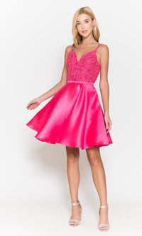 Short A-Line Homecoming Dress with Pockets 8694