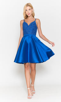 Short A-Line Homecoming Dress with Pockets 8694