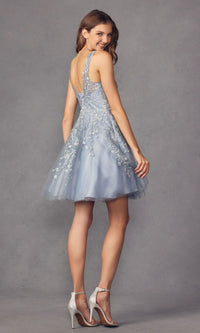 Short Glitter-Floral A-Line Homecoming Dress 871