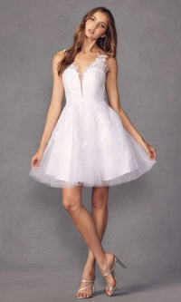 Short Glitter-Floral A-Line Homecoming Dress 871