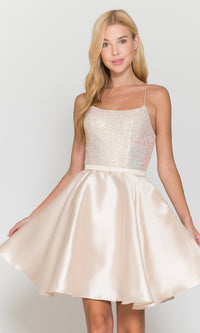 Sequin-Bodice Short Flared Homecoming Dress 8730