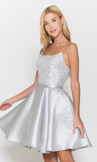 Sequin-Bodice Short Flared Homecoming Dress 8730