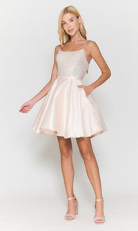 Sequin-Bodice Short Flared Homecoming Dress 8730