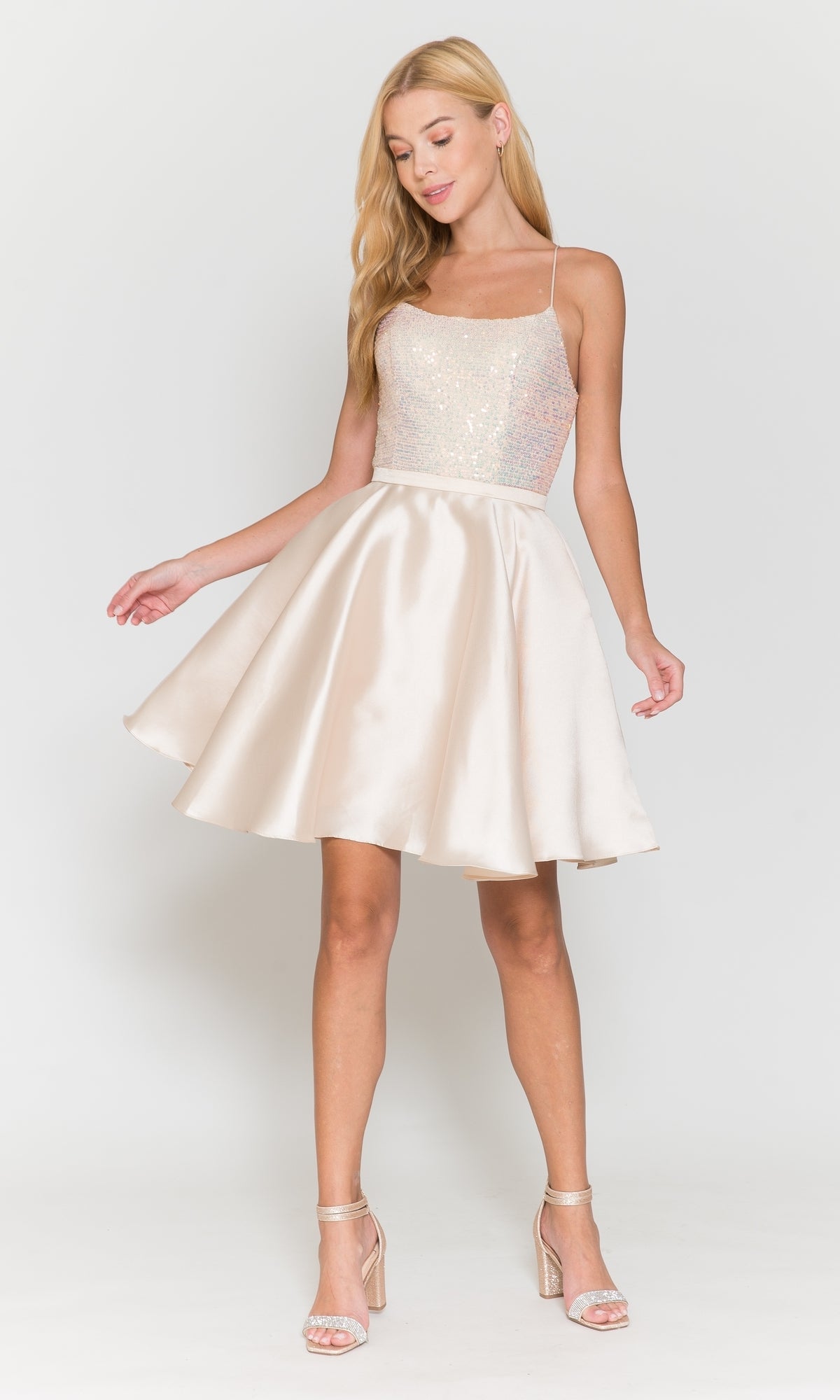 Sequin-Bodice Short Flared Homecoming Dress 8730