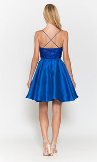 Sequin-Bodice Short Flared Homecoming Dress 8730