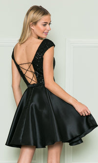 Cap-Sleeve Short A-Line Homecoming Dress 8732