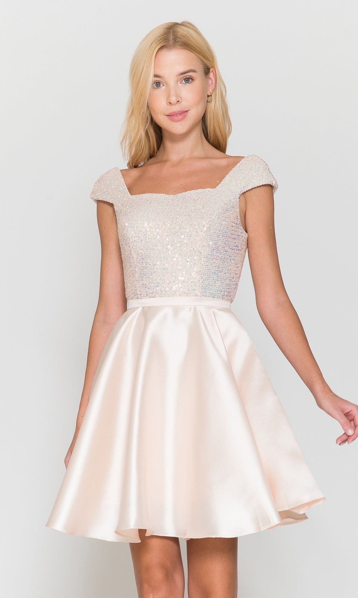 Cap-Sleeve Short A-Line Homecoming Dress 8732