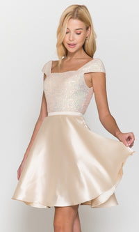 Cap-Sleeve Short A-Line Homecoming Dress 8732